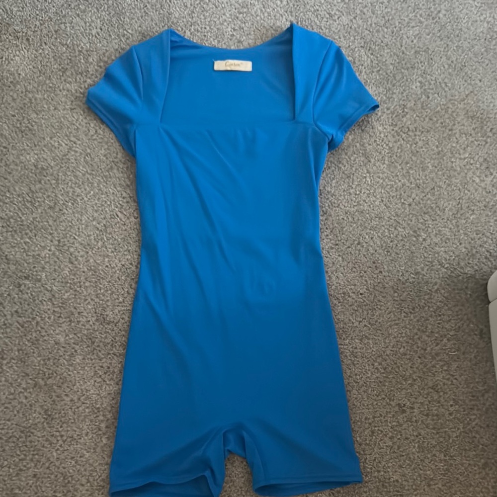 Blue Short Sleeve Romper